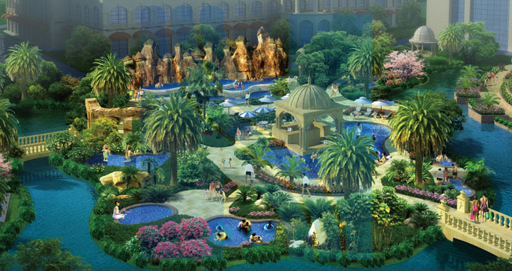 啟東海上威尼斯溫泉小鎮(zhèn)規(guī)劃土耳其溫泉設(shè)計(jì)效果圖